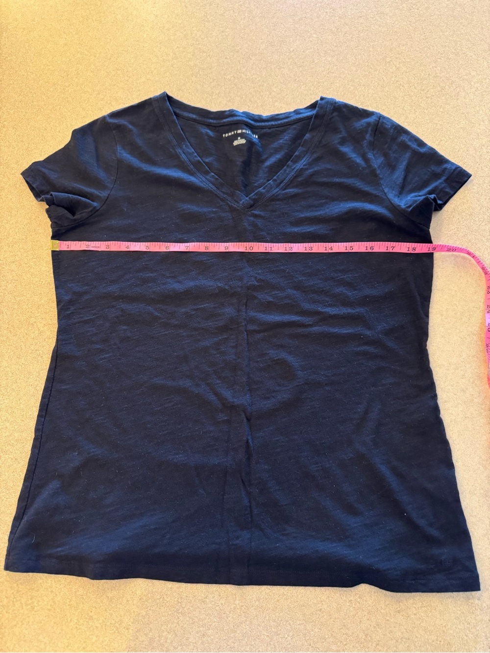 Tommy Hilfiger Women's V-Neck Short Sleeve Tee in Black
